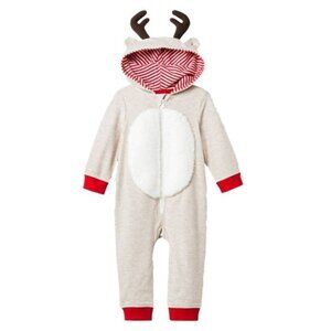 Cat & Jack Baby Reindeer Faux Fur Front Zip Outfit Size Infant 6-9 Months